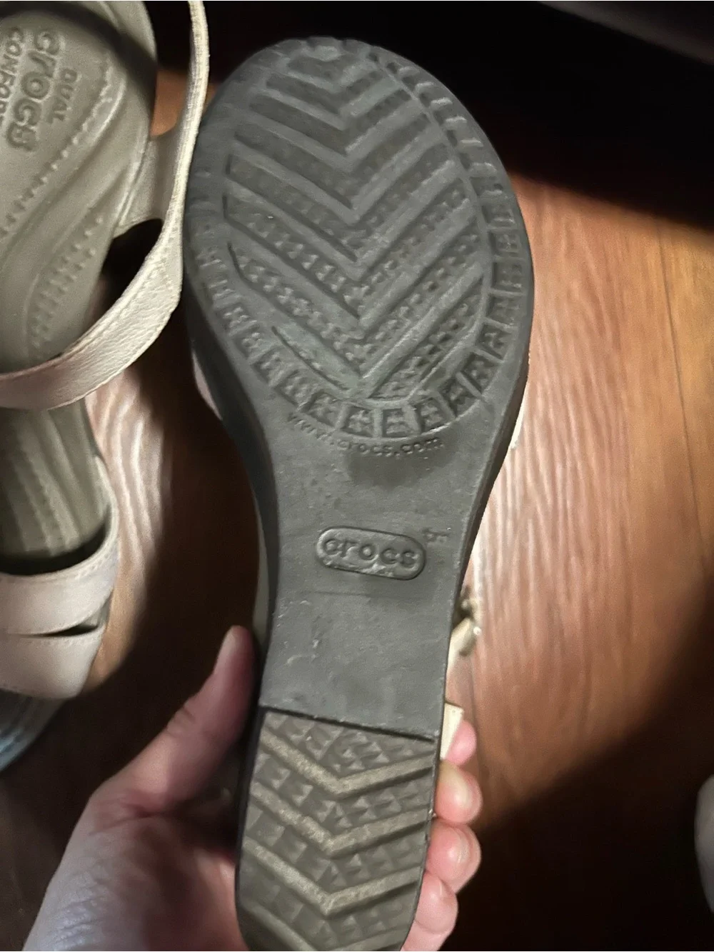 CROCS Platform Sandals in Cream with Black Sole